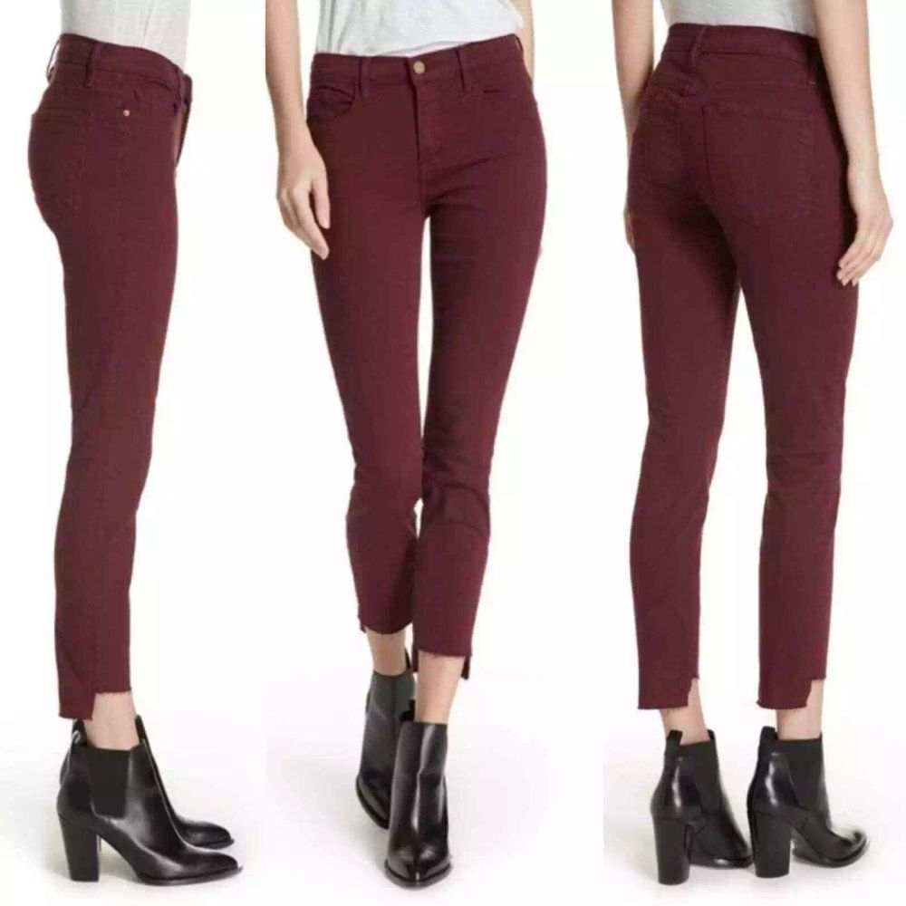 Frame Denim Womens Pants Le Skinny de Jeanne Step‎ Hem Pinot Size 25 Made in USA
